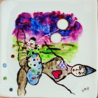 Peinture intitulée "Clown au grand coeu…" par Jean-Marc Zabouri, Œuvre d'art originale