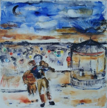 Peinture intitulée "Le kiosque sur la p…" par Jean-Marc Zabouri, Œuvre d'art originale