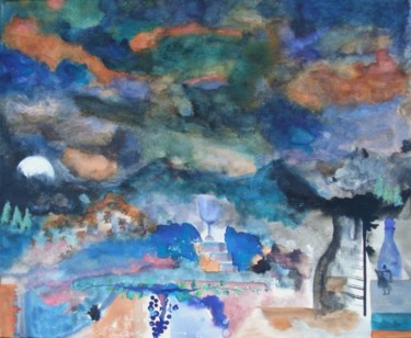Peinture intitulée "Une nuit sur Chirou…" par Jean-Marc Zabouri, Œuvre d'art originale