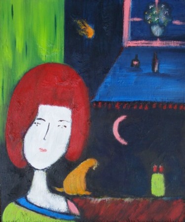 Peinture intitulée "Miss Lemon et son c…" par Jean-Marc Zabouri, Œuvre d'art originale