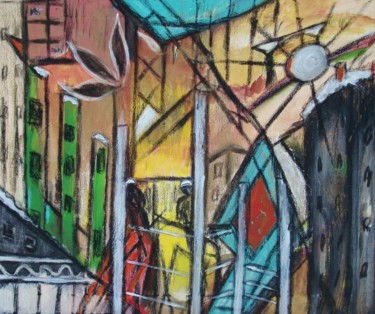 Peinture intitulée "Un chantier en ville" par Jean-Marc Zabouri, Œuvre d'art originale