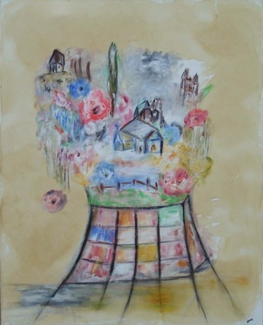 Peinture intitulée "Un village sur le t…" par Jean-Marc Zabouri, Œuvre d'art originale