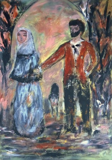 Peinture intitulée "Promenade à Barbizon" par Jean-Marc Zabouri, Œuvre d'art originale