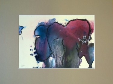 Peinture intitulée "L'éléphant et le si…" par Jean-Marc Zabouri, Œuvre d'art originale