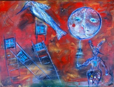 Peinture intitulée "Arlequin et le pois…" par Jean-Marc Zabouri, Œuvre d'art originale