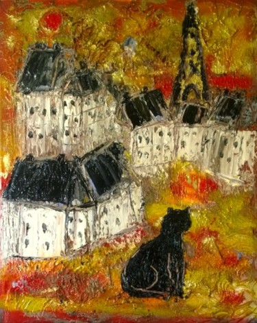 Painting titled "Le quartier du chat…" by Jean-Marc Zabouri, Original Artwork, Oil