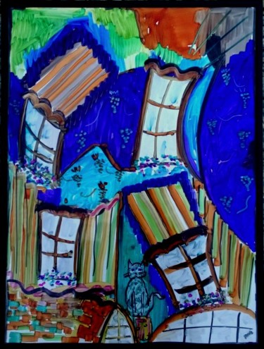 Painting titled "Les fenêtres volant…" by Jean-Marc Zabouri, Original Artwork