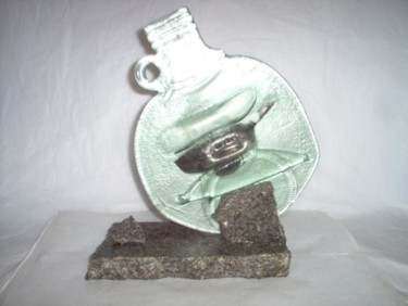 Sculpture titled "Fused Wine Bottle" by Jmarc, Original Artwork