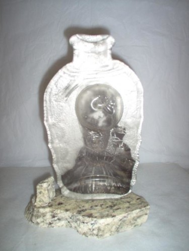 Sculpture titled "Fused Wine Bottle II" by Jmarc, Original Artwork
