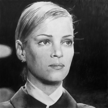 Drawing titled "Uma Thurman" by José Andrés Martín Rodrigo, Original Artwork, Pencil