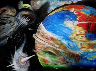 Картина под названием "Next World" - Jmb, Подлинное произведение искусства, Акрил Установлен на Деревянная рама для носилок