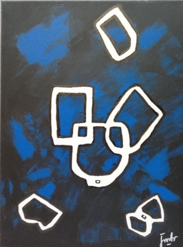 Peinture intitulée "Blue connections" par Jmbr, Œuvre d'art originale, Acrylique Monté sur Châssis en bois