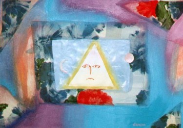 Peinture intitulée "Visage dans pyramide" par Jean Marc D'Ambra, Œuvre d'art originale