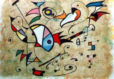 Painting titled "Oiseaux" by Jean Marc D'Ambra, Original Artwork
