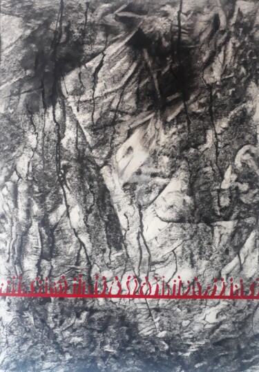 Drawing titled "Les cicatrices de l…" by Jean-Michel Desterke, Original Artwork, Charcoal Mounted on Other rigid panel