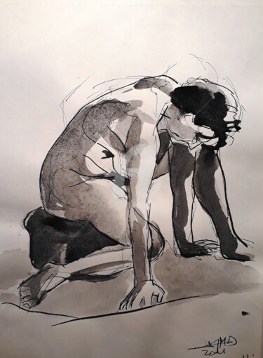 Desenho intitulada "gé'nu' flexion" por Jean-Michel Desterke, Obras de arte originais, Tinta