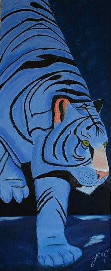 Peinture intitulée "le tigre bleu" par Jmg, Œuvre d'art originale