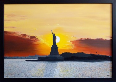 Peinture intitulée "Baie de New-York" par Jean-Marc Gilles, Œuvre d'art originale, Huile