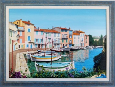Painting titled "Port de Martigues" by Jean-Marc Gilles, Original Artwork, Oil Mounted on artwork_cat.