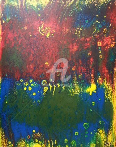 Картина под названием "Dentelle colorée" - Jmglyneart, Подлинное произведение искусства, Акрил Установлен на Деревянная рама…