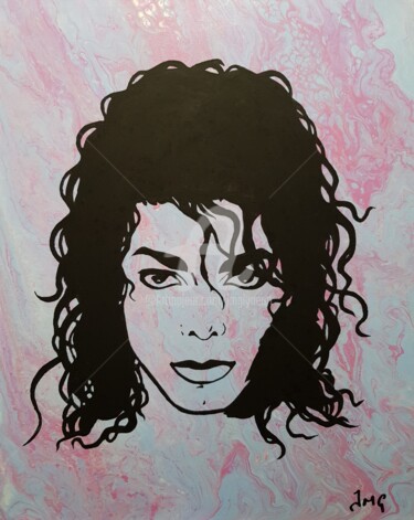 Painting titled "The king of pop" by Jmglyneart, Original Artwork, Acrylic Mounted on Wood Stretcher frame