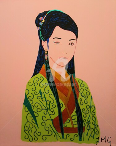 Painting titled "Katsumi" by Jmglyneart, Original Artwork, Acrylic Mounted on Wood Stretcher frame