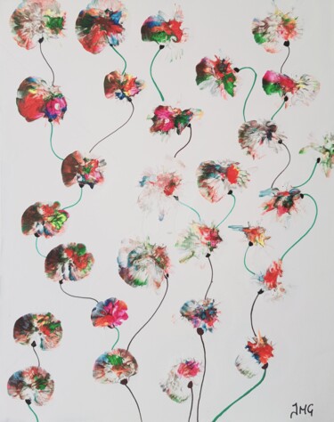 Peinture intitulée "Guirlande florale" par Jmglyneart, Œuvre d'art originale, Acrylique Monté sur Châssis en bois