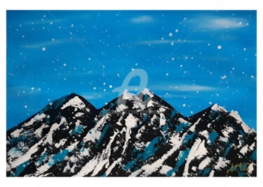 Painting titled "Les montagnes ennei…" by Jmglyneart, Original Artwork, Acrylic Mounted on Cardboard