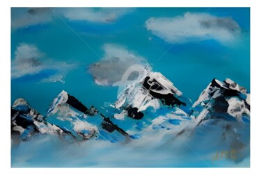 Картина под названием "Les montagnes" - Jmglyneart, Подлинное произведение искусства, Акрил Установлен на картон
