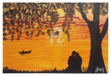 Malerei mit dem Titel "Sous le ciel des am…" von Jmglyneart, Original-Kunstwerk, Acryl Auf Andere starre Platte montiert