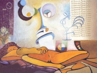 Peinture intitulée "en position" par Bhagwatam, Œuvre d'art originale, Huile