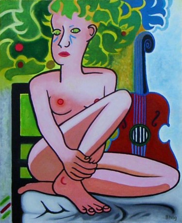 Peinture intitulée "Guitar" par Bhagwatam, Œuvre d'art originale