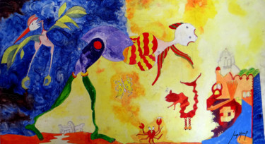 Peinture intitulée "100 años de la avia…" par Jorge Miño, Œuvre d'art originale, Huile
