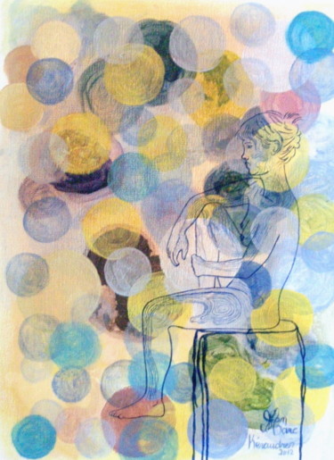 Картина под названием "boudeuse" - Jean-Marc Kéraudren, Подлинное произведение искусства, Масло