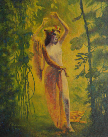Painting titled "dryade" by Jean-Marc Kéraudren, Original Artwork, Oil