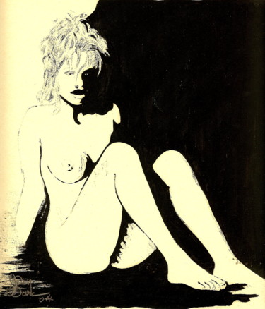 「noir et blanc」というタイトルの絵画 Jean-Marc Kéraudrenによって, オリジナルのアートワーク, インク