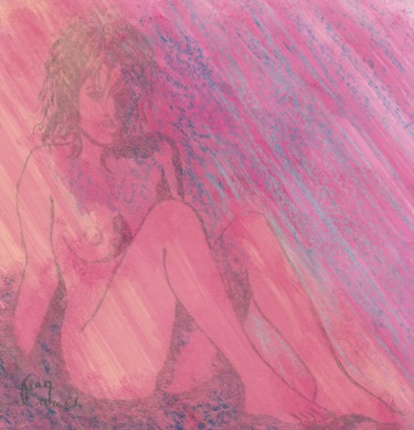 Malerei mit dem Titel "rose et noir" von Jean-Marc Kéraudren, Original-Kunstwerk, Tinte