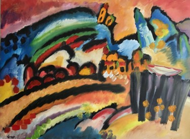 Ζωγραφική με τίτλο "La colline des souv…" από Jean-Marc Lemasson, Αυθεντικά έργα τέχνης, Λάδι
