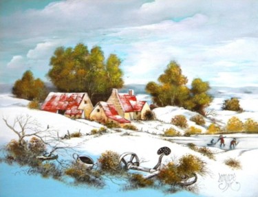 Peinture intitulée "Jeux d'hiver" par Jean-Marie Lamare, Œuvre d'art originale, Autre
