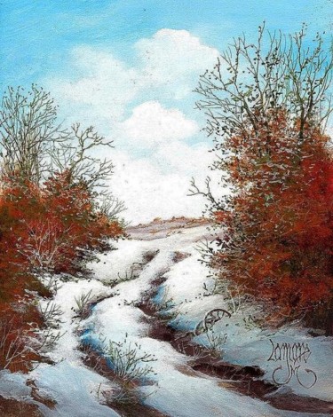 Peinture intitulée "Sentier forestier à…" par Jean-Marie Lamare, Œuvre d'art originale, Autre