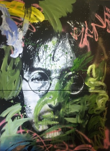 Peinture intitulée "John Lennon" par Jean-Michel Lourenço, Œuvre d'art originale, Acrylique