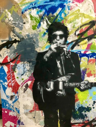 Pittura intitolato "Bob Dylan" da Jean-Michel Lourenço, Opera d'arte originale, Spray