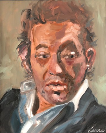 Peinture intitulée "Serge Gainsbourg 2" par Jean-Michel Lourenço, Œuvre d'art originale, Huile
