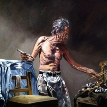 Painting titled "Lucian Freud" by Jean-Michel Lourenço, Original Artwork, Oil