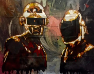 Schilderij getiteld "Daft Punk" door Jean-Michel Lourenço, Origineel Kunstwerk, Graffiti