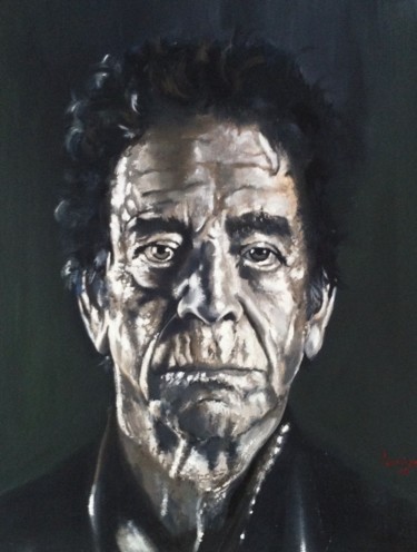 Malerei mit dem Titel "Lou Reed" von Jean-Michel Lourenço, Original-Kunstwerk, Öl