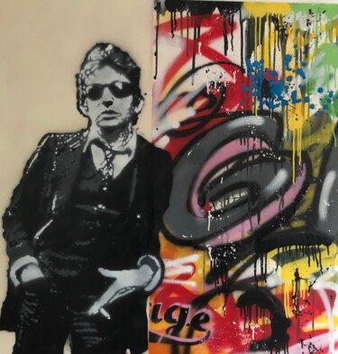 Schilderij getiteld "Gainsbourg" door Jean-Michel Lourenço, Origineel Kunstwerk, Graffiti