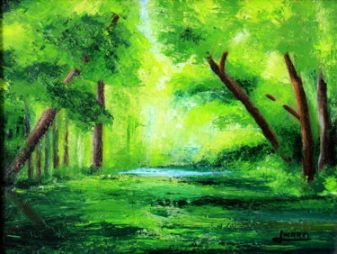 Pintura intitulada "Lago Verde" por Jaime Martí, Obras de arte originais, Óleo