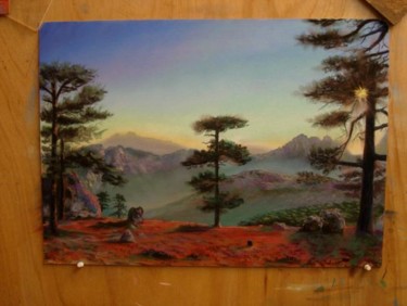Peinture intitulée "la montagne (pastel)" par Jmmixt, Œuvre d'art originale