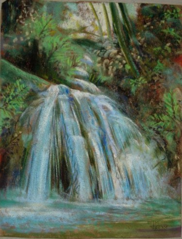 Peinture intitulée "la cascade (pastel)" par Jmmixt, Œuvre d'art originale